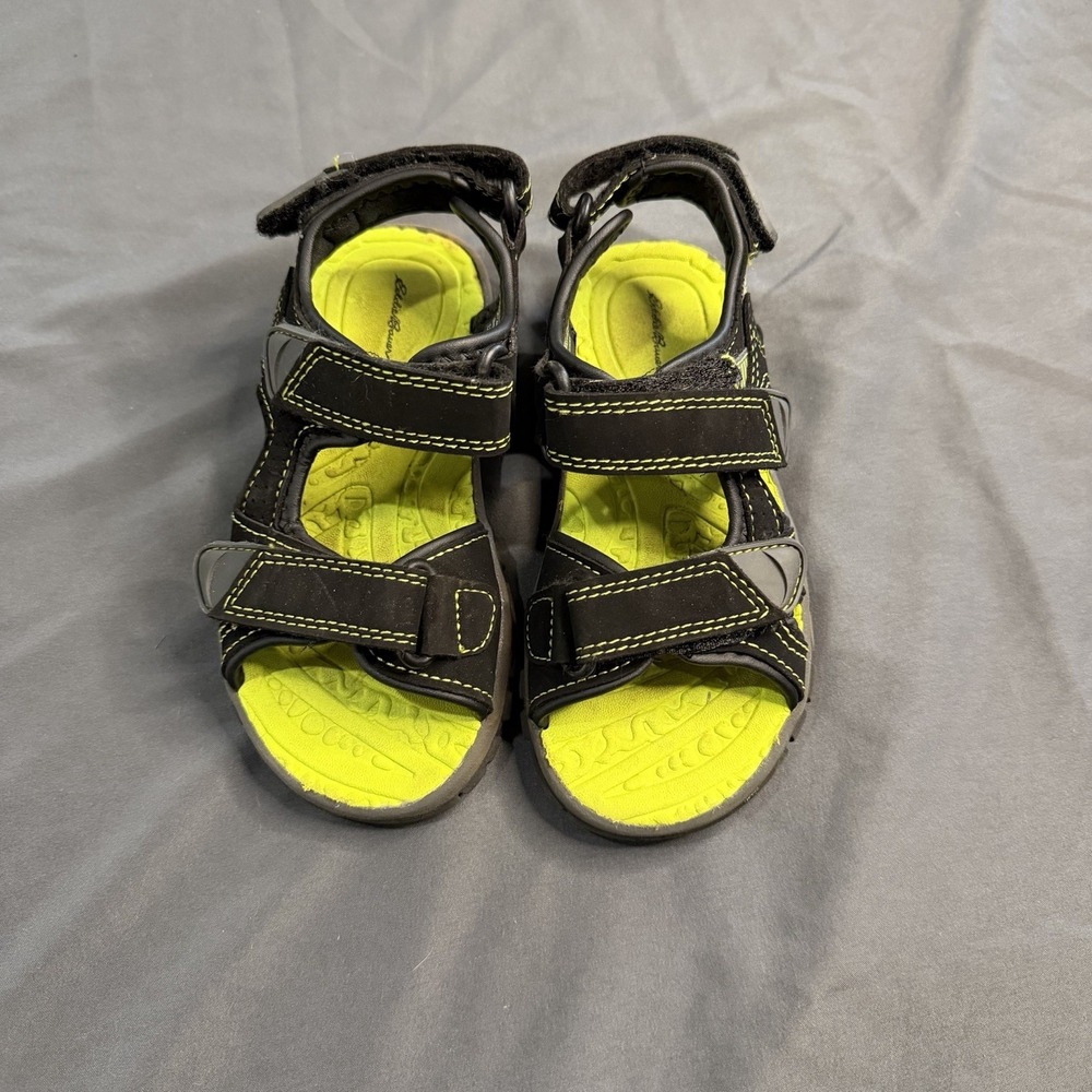 Eddie Bauer Boys Size 11 Lime/Black Strap Water Summer Play‎ Hike Sandals Adjust